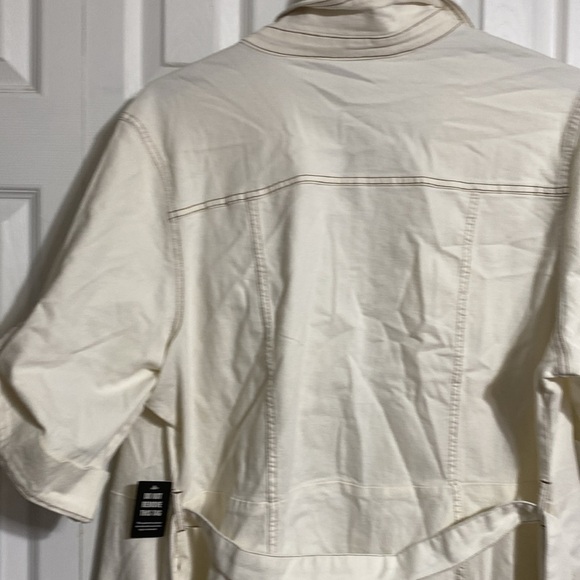 Ashley Stewart cotton womans cream belted Button-Up Jacket size 26/28 - Picture 8 of 13